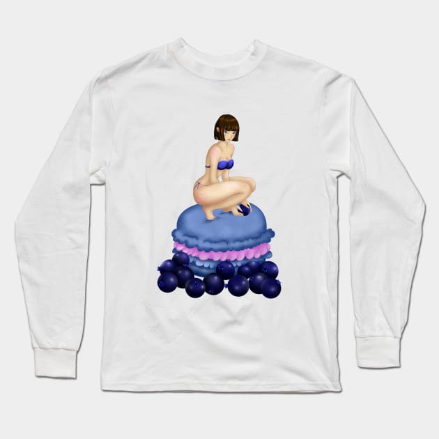 blueberry macarones girl Long Sleeve T-Shirt by Drawers of Drawing